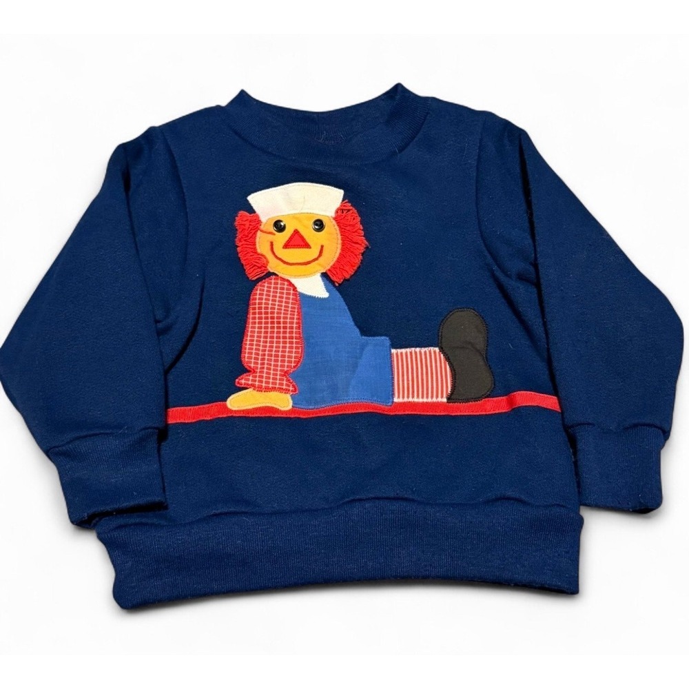 Vintage‎ Raggedy Andy Sweatshirt Toddler 2T 3D USA 90s Navy